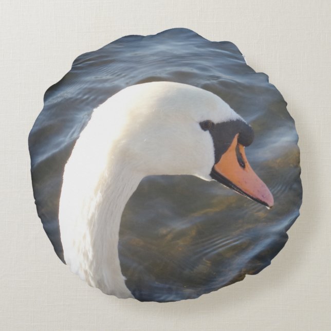 White Swan Round Pillow (Back)