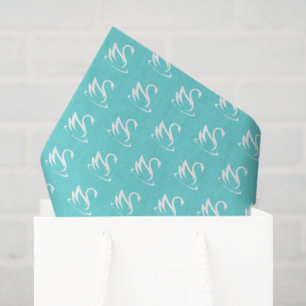 White Swan Silhouette on Robin Egg Blue Tissue Paper