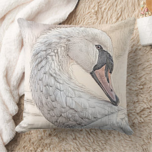 *~* White Swan Sketch Beautiful SC1 Throw Pillow