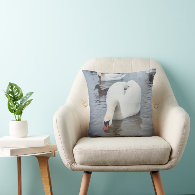 White swan throw pillow (Chair)
