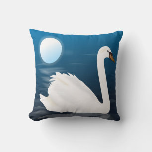 WHITE SWAN THROW PILLOW