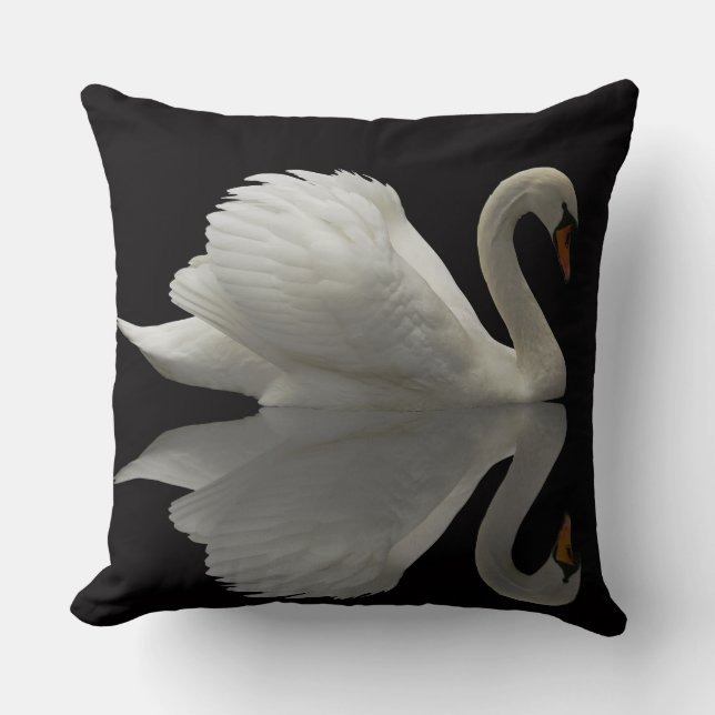 White Swan Throw Pillow (Front)
