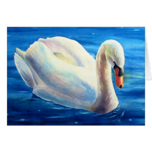 White swan watercolor painting, waterfowl, bird