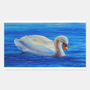 White swan watercolor painting, waterfowl, bird sticker