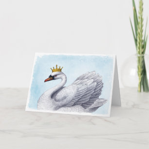 White Swan with Gold Crown Card