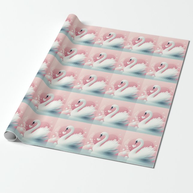 White swan wrapping paper (Unrolled)