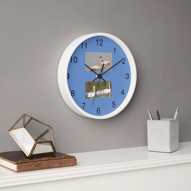 White Swans Acrylic Wall Clock (Office)