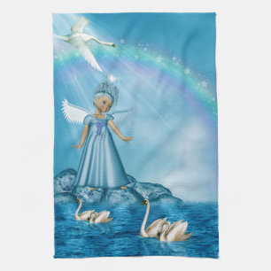 White Swans And Angel Kitchen Towel