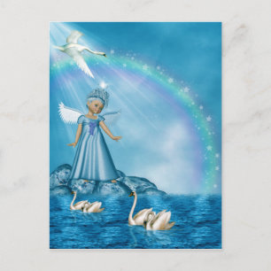 White Swans And Angel Postcard