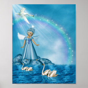 White Swans And Angel Poster