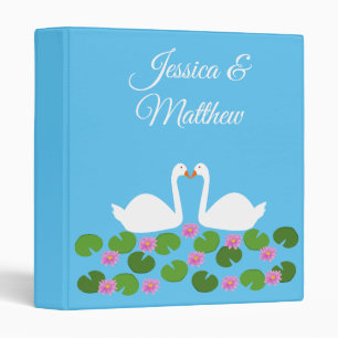 White Swans and Water lilies Wedding Custom Binder