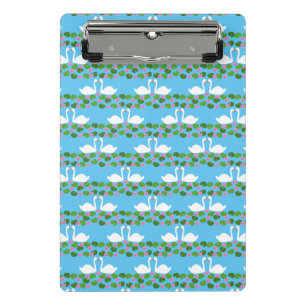White Swans and Water lilies Wedding Patterned Mini Clipboard
