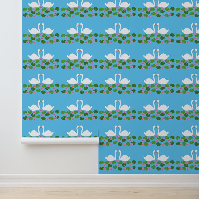 White Swans and Water lilies Wedding Wallpaper (Application)