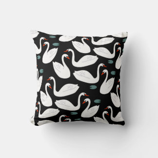 White Swans Lake Seamless Wallpaper Throw Pillow