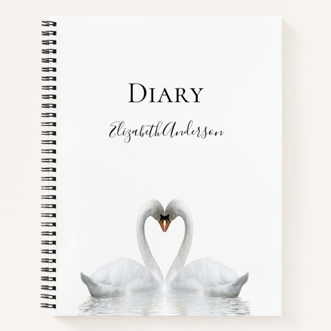 White swans love white name diary notebook (Front)