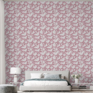 White Swans On Pink Girl Bedroom Wallpaper