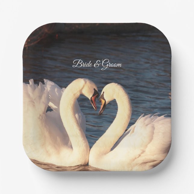 White Swans Paper Plate (Front)