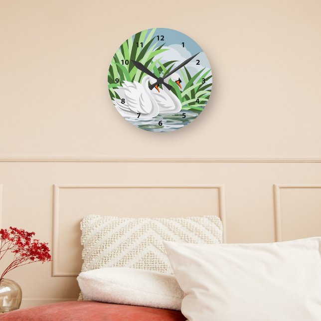 White Swans Round Clock (Creator Uploaded)