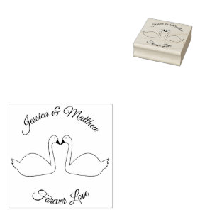 White Swans Wedding Custom Rubber Stamp