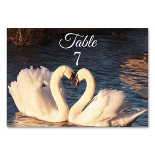 White Swans Wedding Table Number