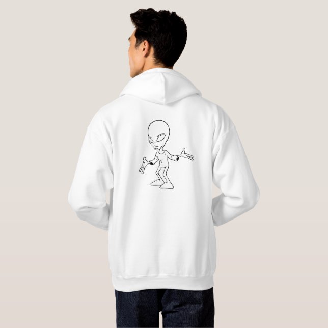 White Sweat with hood design alien Hoodie (Back Full)