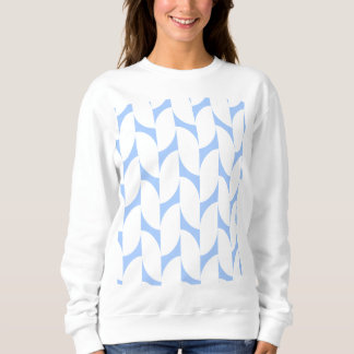 White Sweatshirt with Sky Blue Abstract Geometric 