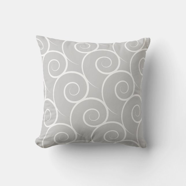 White Swirl Customizable Colour Throw Pillow (Front)