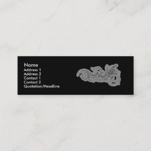 White Swirl on Black - Customized Mini Business Card