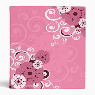 White Swirls And Flowers Pink wedding binder