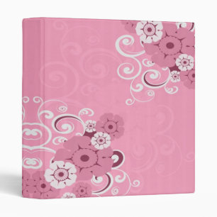 White Swirls And Pink Flowers binder