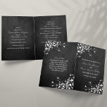 White Swirls On Chalkboard Wedding Bi-Fold Program<br><div class="desc">These elegant white swirl on chalkboard wedding bi-fold program templates are perfect for any couple planning a romantic and chic marriage. These bi-fold program templates can be personalized for your special occasion and would make the perfect order of service for any wedding, bridal shower, engagement party, birthday party and much,...</div>