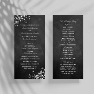 White Swirls On Chalkboard Wedding Program