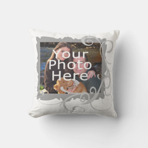 White Swirly Custom Photo Frame Cushion