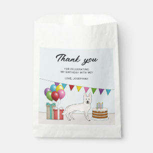 White Swiss German Shepherd Dog Birthday Thank You Favour Bag