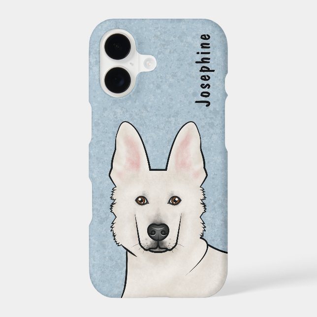White Swiss Shepherd White GSD Cartoon Dog Head (Back)