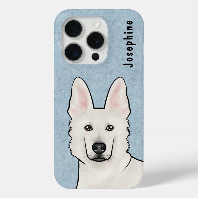 White Swiss Shepherd White GSD Cartoon Dog Head Case-Mate iPhone Case (Back)
