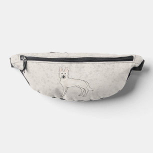 White Swiss Shepherd White GSD Cute Cartoon Dog Fanny Pack