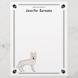 White Swiss Shepherd White GSD Cute Cartoon Dog Letterhead