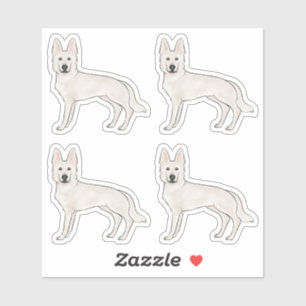White Swiss Shepherd White GSD Cute Cartoon Dogs