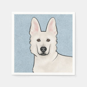 White Swiss Shepherd White GSD Cute Dog Head Blue Napkin