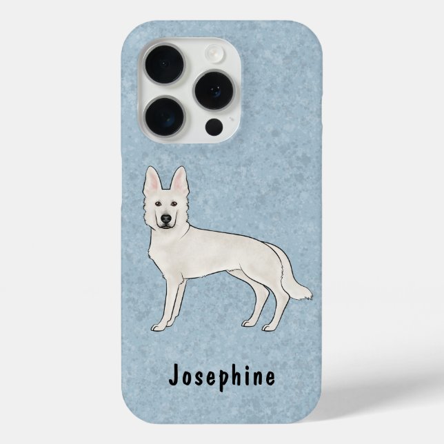 White Swiss Shepherd White GSD Cute Dog With Name Case-Mate iPhone Case (Back)