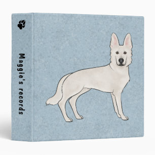 White Swiss Shepherd White GSD Dog With Text Blue Binder