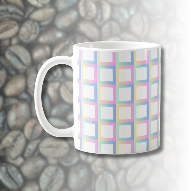 White Symmetric Chequered Gradient Pattern Frames Coffee Mug (Creator Uploaded)