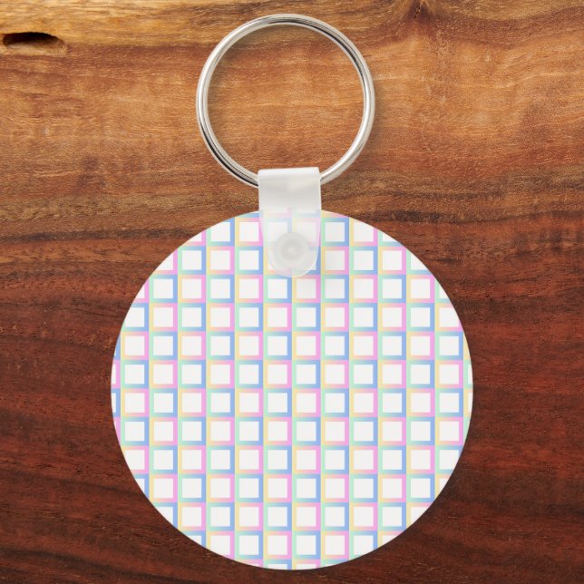 White Symmetric Chequered Gradient Pattern Frames Keychain (Front)