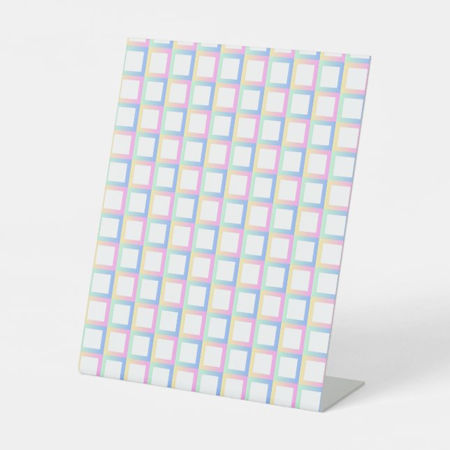 White Symmetric Chequered Gradient Pattern Frames Pedestal Sign (Front)