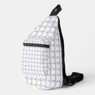 White Symmetric Chequered Gradient Pattern Frames Sling Bag