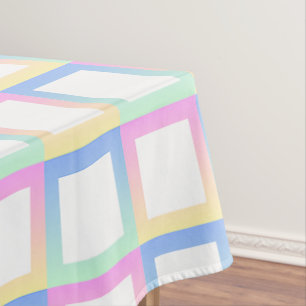 White Symmetric Chequered Gradient Pattern Frames Tablecloth