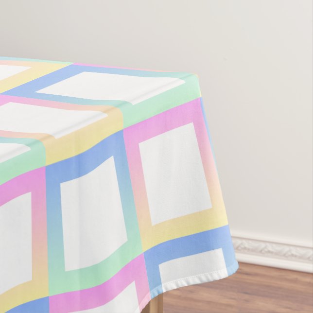 White Symmetric Chequered Gradient Pattern Frames Tablecloth (In Situ)