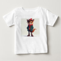 White t-shirt with a fox character picture on the