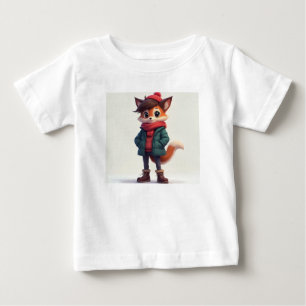 White t-shirt with a fox character picture on the